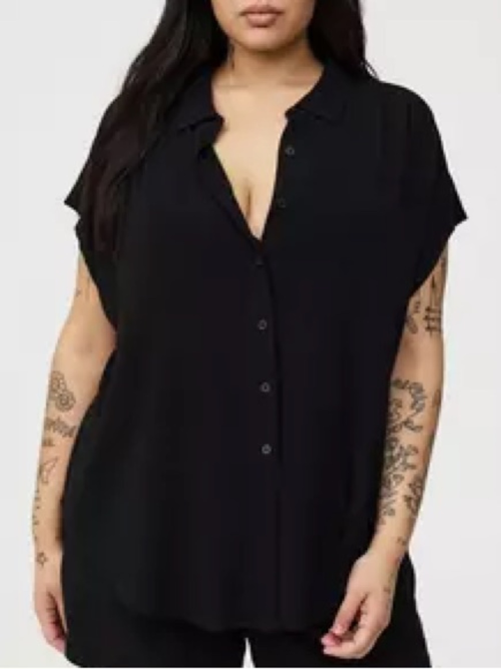 LOU & GREY - Cap Sleeve Button Up Top Sz XL